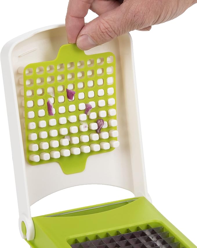 PrepWorks Compact Veggie Chopper – Space-Saving Manual Vegetable Cutter, Easy-to-Use, Stainless Steel Blades, BPA-Free