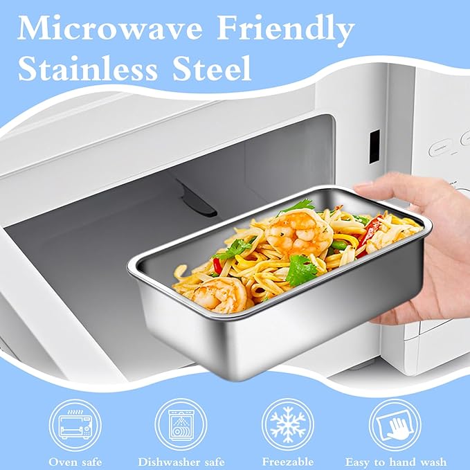 Stainless Steel Bento Lunch Box for Adult, 42oz Leak-Proof Lunch Box Containers, Microwave-Safe, with Adjustable Divider, Convenient Metal Lunchbox for Work, Travel