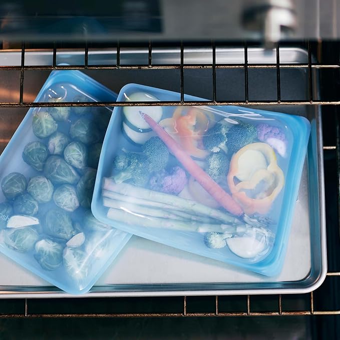 Stasher Premium Silicone Reusable Food Storage Half Gallon Bag, Aqua, Microwave, Sous Vide, Dishwasher, Oven and Freezer Safe, BPA Free, Leak-free, Eco-friendly, 64 Oz