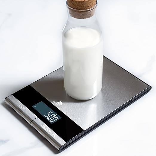 Digital Food Scale for Kitchen, Baking, Cooking, and Meal Prep, 10 Unit Measurements, 22 lb Weight Capacity, Stainless Steel Top, Dual Power Option, 15 Features