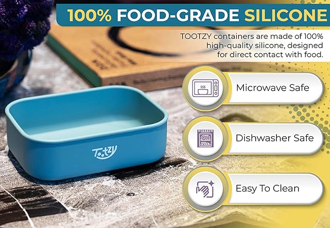 Premium Silicone Bento Box 30 oz – Reusable, Leakproof, BPA-Free Lunch Container – Microwave & Dishwasher Safe – Perfect for Dog Meals, School Lunch, Office, or Travel – Eco-Friendly (Gray)