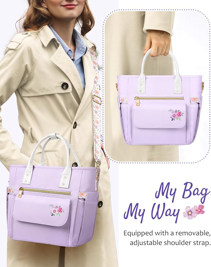Deluxe Large Insulated Lunch Bag Box Women - Leakproof Waterproof Cooler with Multi Pockets Removable Strap for Work Picnic - Teacher Mothers Day Christmas Birthday Gifts