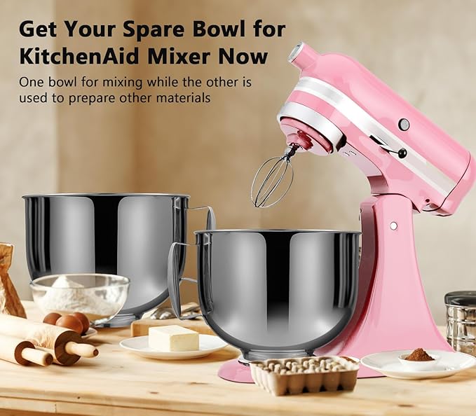 Stainless Steel 5.5 QT Bowl for KitchenAid Artisan & Classic Tilt-head Stand Mixers - Replacement Bowl Compatible with KitchenAid Mixers