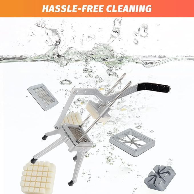 Commercial Vegetable Chopper w/4 Replacement Blades Stainless Steel French Fry Cutter Onion Potato Dicer & Slicer Chopper Vegetable Fruit Cutter for Restaurants & Home Kitchen