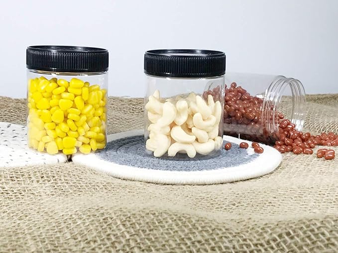 8oz Plastic Jars With Lids, Airtight Container for Food Storage, Clear Plastic Jars Ideal For Dry Food, Peanut Butter, Honey Jam,Cosmetics, Cream, Bathroom and Storage(set of24)