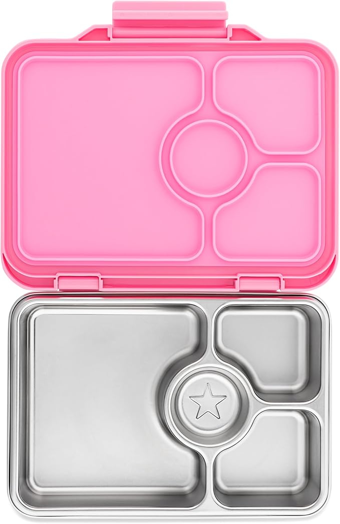 Yumbox Prêt Stainless Steel Leakproof Bento Lunch Box, Sandwich Friendly, Food Safe, Compact, Lightweight, Perfect for Kids Lunch, Adult Lunch, Portion Control and Food Prep (Versailles Pink)