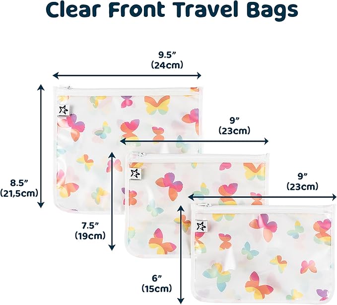 Tiny Twinkle Mess-Proof Travel Bags | TSA Airline Compliant, Zipper Closure, Clear Front Pouch, Diaper Bag Packing, Toiletry or Makeup Cosmetics Organizer