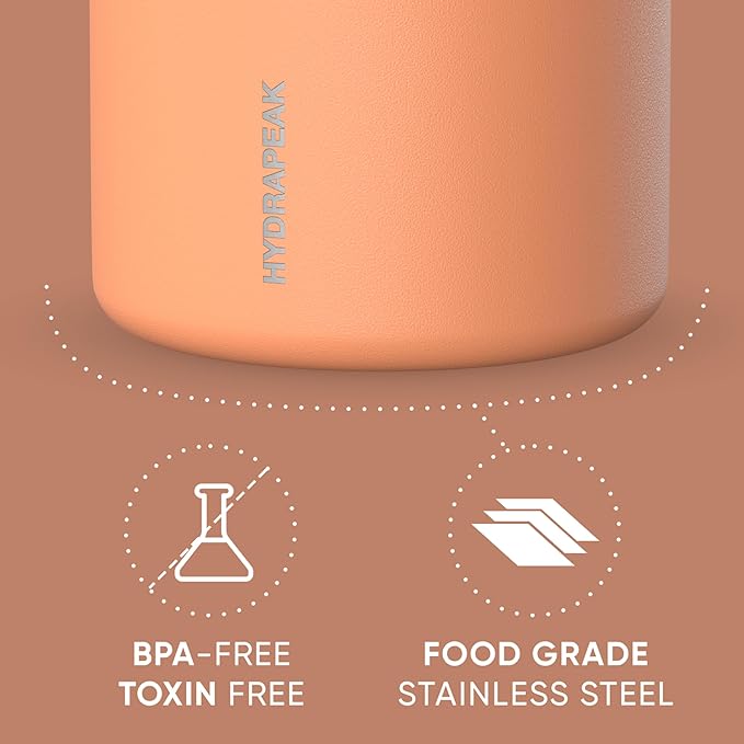 Hydrapeak 25oz Stainless Steel Vacuum Insulated Thermos Food Jar | Thermos for Hot Food and Cold Food, Wide Mouth Leak-Proof Soup Thermos for Adults, 10 Hours Hot and 16 Hrs Cold (Apricot Crush)