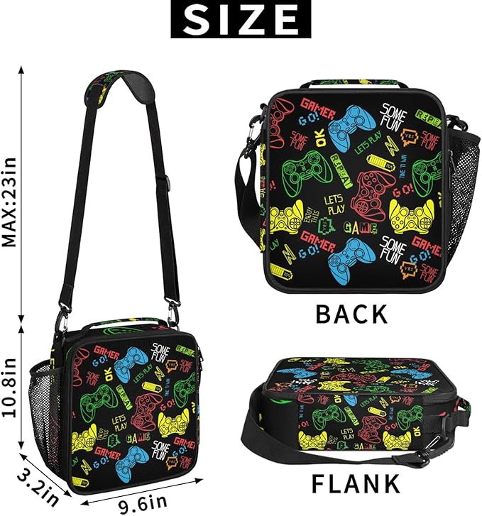 Lunch Bag Personalized Game Controller Lunch Bag Insulated Lunch Bag Reusable Lunch Box Picnic Travel Lunch Tote Bag Snack Bag