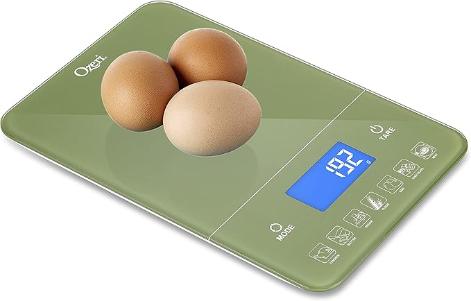 Ozeri Touch III Digital Kitchen Scale with Calorie Counter, 22 lbs (10 kg), Calla Green