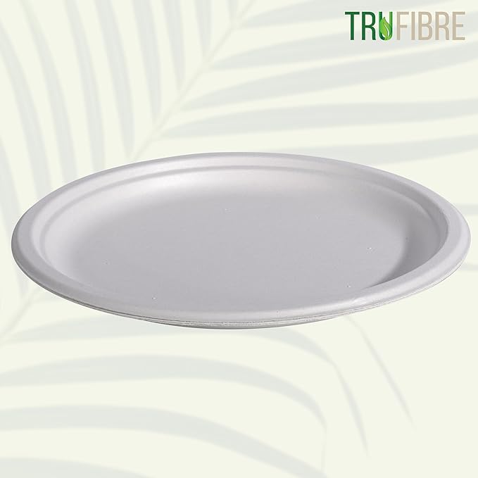 10" Paper Plates, Compostable Bagasse Food Container, Disposable, Microwave Safe for Lunch, Dinner, Party, Supplies, Events, Bulk, 125 Pack