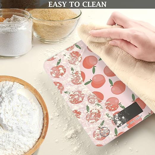 Food Scale Kitchen Digital Scale Food Ounces and Grams Dieting Baking Cooking Waterproof Glass Panels LCD Display,4 Units Scale Tare Function Peach