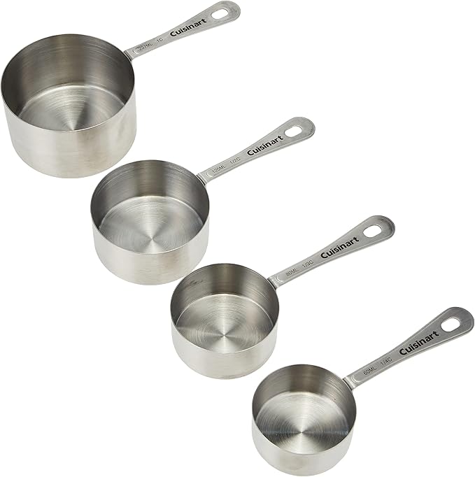 Cuisinart Mixing Bowl Set, Stainless Steel, 3-Piece CTG-00-SMP Stainless Steel Measuring Spoons, Set of 4,Silver CTG-00-SMC Stainless Steel Measuring Cups, Set of 4,Silver