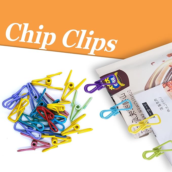 120 Pcs Chip Clips - 2 Inch Random Multi-Colored Waterproof Metal Clothes Pins for Bag, Food, Chips, Paper
