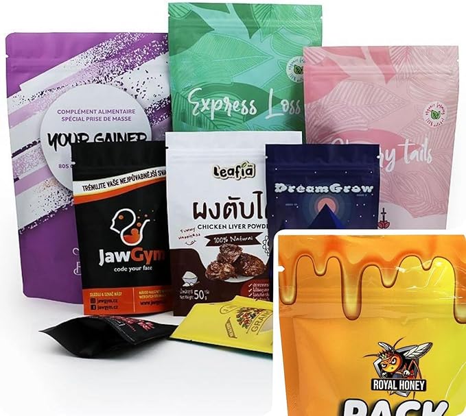 1000 Pcs Custom Print Aluminium Foil Bags(Min Order 1000 Pcs),Smell Proof Pouch for Business Packaging,Resealable Stand Up Zipper Bag for Food Storage,Pet,Dried Food,Snack(Exclude Shipping Fee)