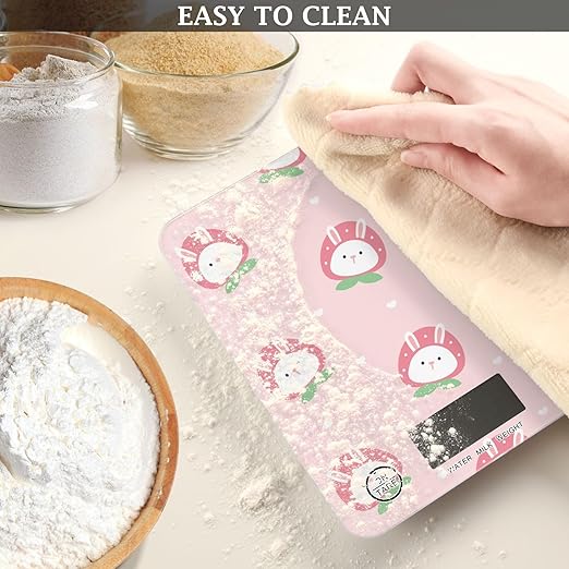 Food Scale Kitchen Scale Food Scales Digital Weight Grams and Ounces Small Electronic Food Scale for Baking Cooking Pink Bunny