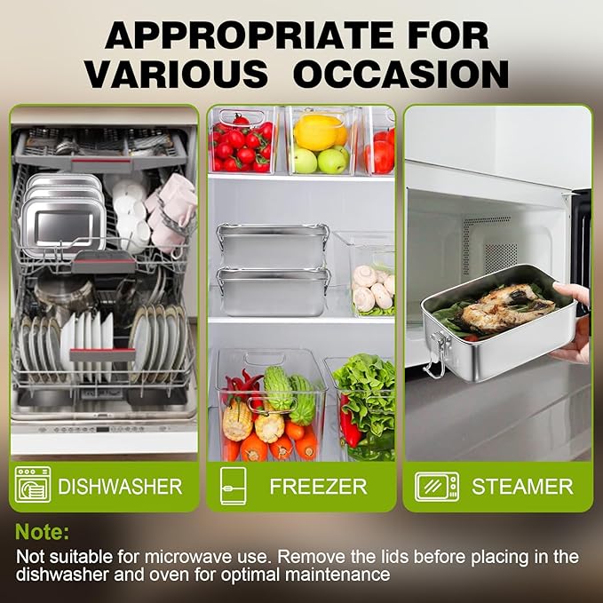 8 Pcs Stainless Steel Bento Box 550ml Lunch Box for Dishwasher Bento Box Reusable Lunch Box Stainless Steel Food Storage Containers for Home Work School Camping Supplies