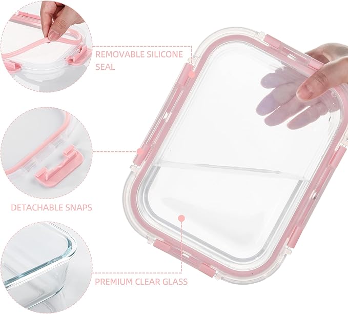 C CREST 12 Pack Premium Glass Locking Lids Storage Containers Set, Mix of Shapes and Sizes for Meal Prep and Versatile Use