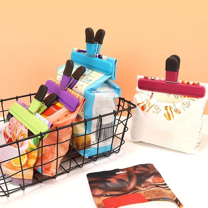 20 Pcs Chip Clips, Food Bag Clips with Strong Spring Closure - Large & Small Plastic Bag Sealing Clips in 5 Colors - Air-Tight Storage Clips with Anti-Slip Grip for Food Storage