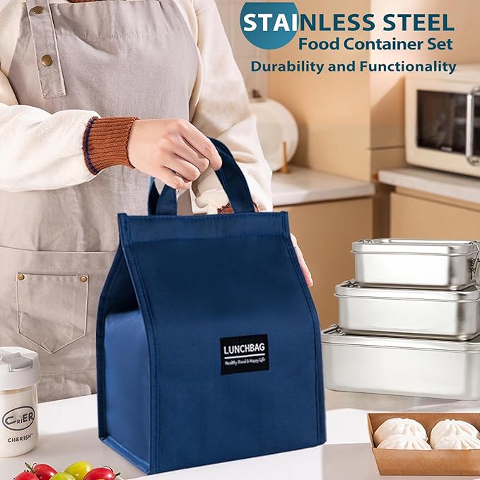 Stainless Steel Bento Box 3 Pack 304 Stainless Steel Lunch Box,Leak Proof Stainless Steel Food Containers With Lids(81oz/47oz/29oz) Stainless Steel Lunch Containers With 3 Compartments