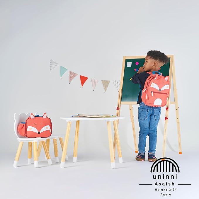 Toddler Lunch Bag for Girls and Boys, Lunch Box for Kids Ages 2–5, Fully Insulated with Padded Handle, Storage Pocket and Water Bottle Pocket, Lightweight, Easy to Clean, BPA-Free - Fox