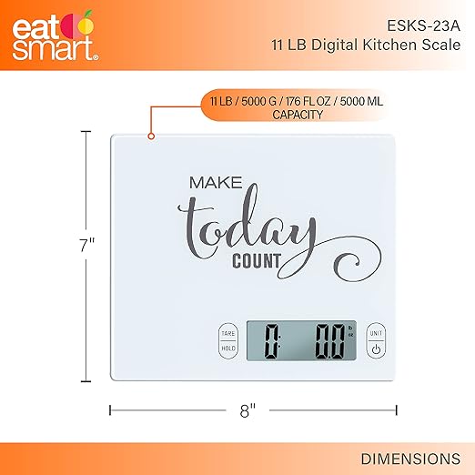 Eat Smart Eat Smart 11lb Food Kitchen Glass Scale with Inspirational Message