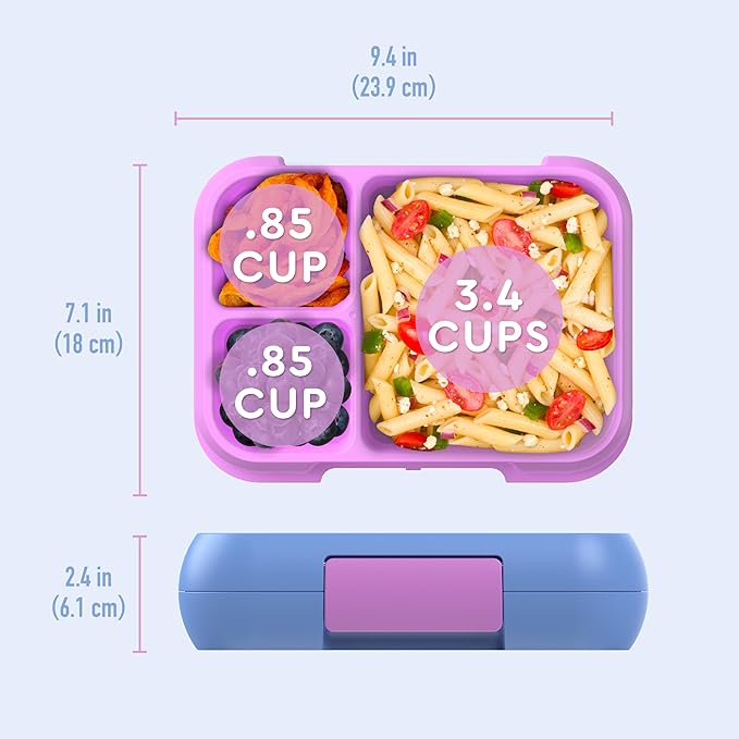 Bentgo Pop - Leak-Proof Lunch Box & Removable Divider for Ages 8+ & Teens - Lunch Container Holds 5 Cups of Food; 3-4 Compartments; Microwave/Dishwasher Safe; 2 Year Warranty (Periwinkle/Pink)