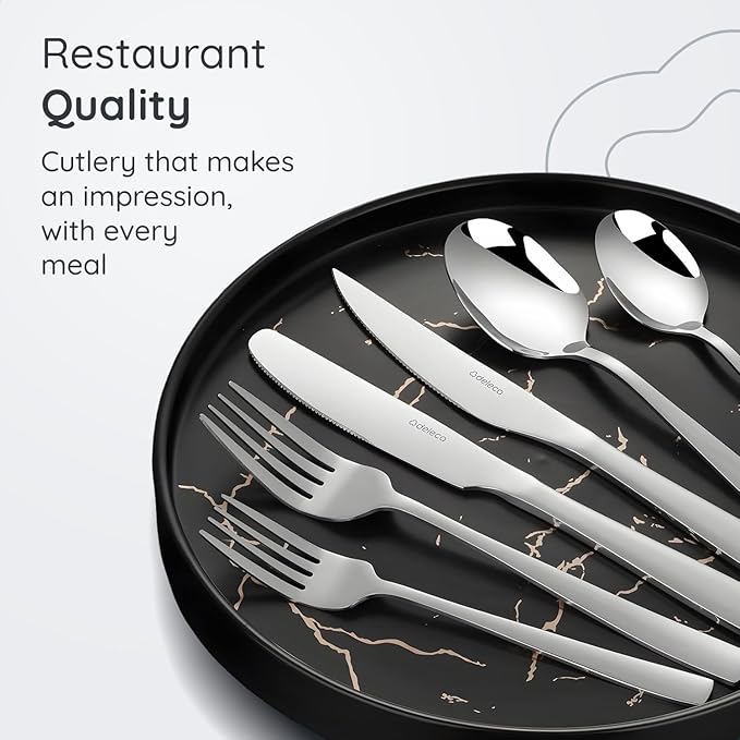 72-Piece Silverware Set for 12 Essential -18/0 Stainless Steel Flatware Set - Complete Cutlery Set with Forks and Spoons - Utensils for Every Occasion - Dishwasher Safe Kitchen Utensils Set
