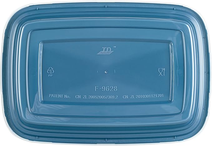 Restaurantware Asporto 28 Ounce Take Out Containers, 100 Food Containers With Lids - Microwavable, Disposable, Midnight Blue Plastic To Go Food Containers, No BPA, For Take Out And Delivery