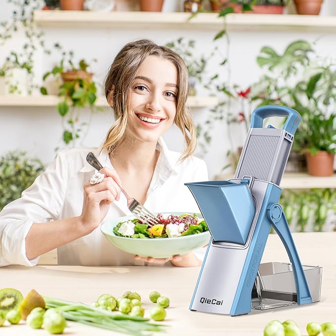 Vegetable Chopper Safe Mandoline Slicer for Kitchen, Multifunctional Chopper Vegetable Cutter, Julienne + Dicer for Vegetables, Meal Prep & More with 35+ Presets & Thickness Adjuster