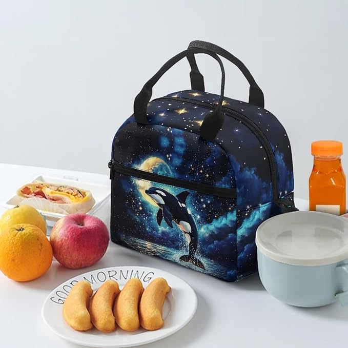 Showudesigns Killer Whale Lunch Box for Teen Girls Middle School Kids Lunch Bag 10-12 12-14 Insulated Lunchbox Purse with Adjustable Shoulder Strap Thermal Meal Organizer Blue