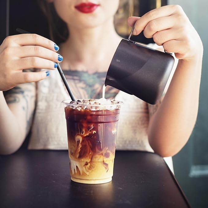 16 Oz Plastic Clear Cups with Strawless-Sip-Lids,25 Sets Plastic Cups with Sip Through Lids,Disposable Iced Coffee Cups for Milkshake,Smoothie,Cold Drinks