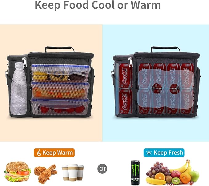 Top&Top Insulated Lunch Box Set and Cooler Bag for Men, Women (Tote Lunch Bag Includes 3 Reusable Meal Prep Containers + 2 Ice Pack + Detachable Shoulder Strap) Lunch Box for School, Office, Camping