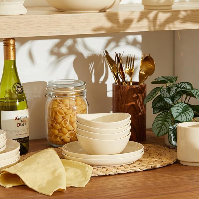 Sweese 5 Inch Porcelain Small 10 oz Bowls Set of 6, for Dessert | Ice cream | Soup | Rice | Fruits | Small Portions - Microwave, Dishwasher, and Oven Safe - Beige