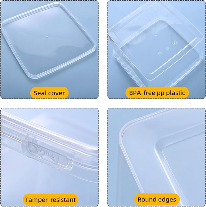 86 oz Ice Cream Tub with Lid, Tamper Proof, BPA Free, Freezer and Microwave Safe Food Storage Container, Reusable Airtight Container, Leak Proof Tub for Snacks Deli Fruits, Drinks.(10 pack)