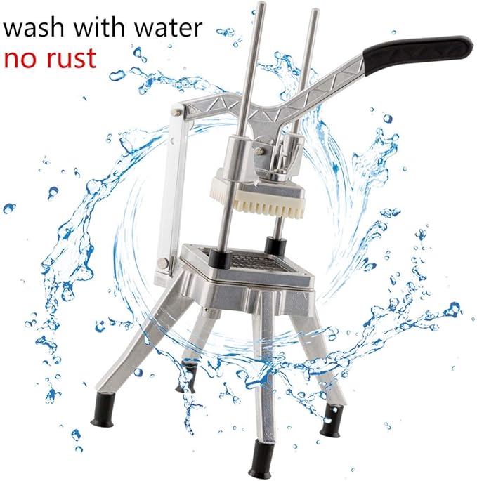 Commercial Vegetable Chopper, 1/4" +3/8" Stainless Steel Blade, Quick Manual Dicer French Fry Cutter Machine Easy for Onion Tomato Pepper Potato