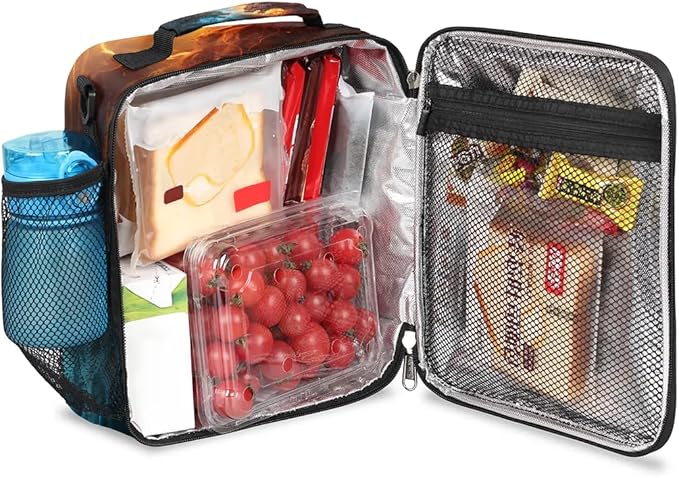 Lunch Box for Kids Boys Girls Water Fire Dragon Kids Lunch Bag Insulated Lunch Bag Tote with Adjustable Shoulder Strap Teens Lunchbox Cooler School Picnic