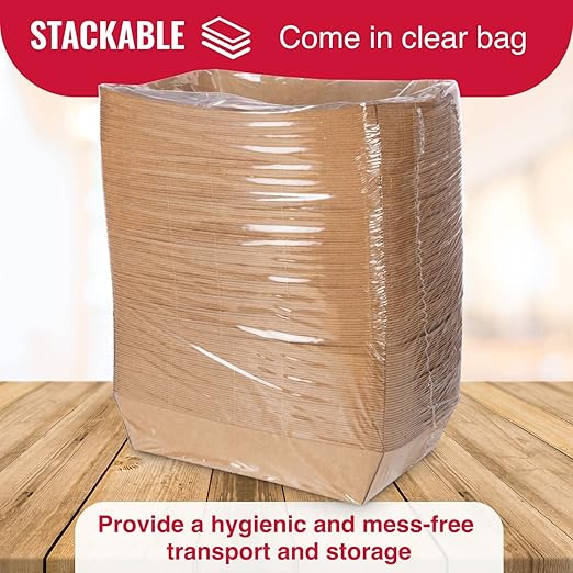 IDL Packaging 5 lb Kraft Paper Food Trays (Pack of 500) - Food-Safe Poly Coated for Extra Moisture Resistance - Proudly Made in USA - Serving Tray for Fries, Burgers, Appetizers, and Side Dishes