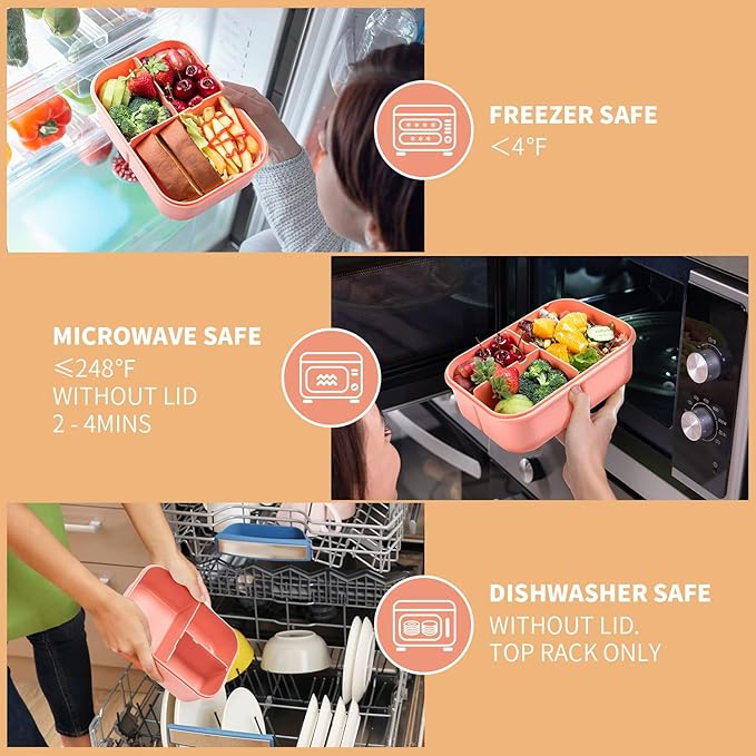 MISS BIG® Bento Box,Bento Box Adult,Lunch Box,Ideal Leak Proof Lunch Containers,No BPAs and No Chemical Dyes Bento Lunch Box,Dishwasher and Microwave Safe Lunch Containers for Adults(1900ml Pink)