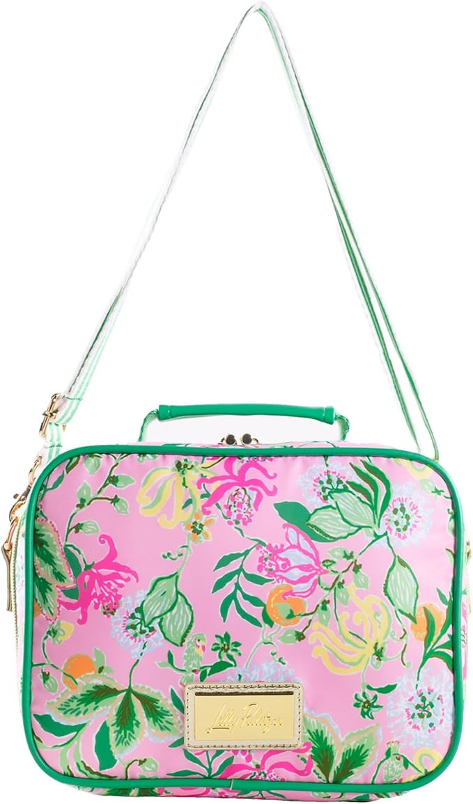Lilly Pulitzer Insulated Lunch Box for Women, Cute Lunch Cooler Bag with Adjustable/Removable Shoulder Strap, Via Amore Spritzer
