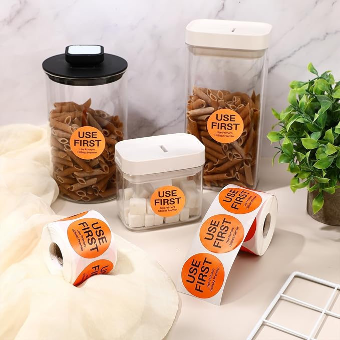 Epakh 1000 Pcs 2 Inch Use First Stickers Food Service Inventory Control Labels for Restaurant Permanent Adhesive Food Labels Circle Dot Paper(Orange)