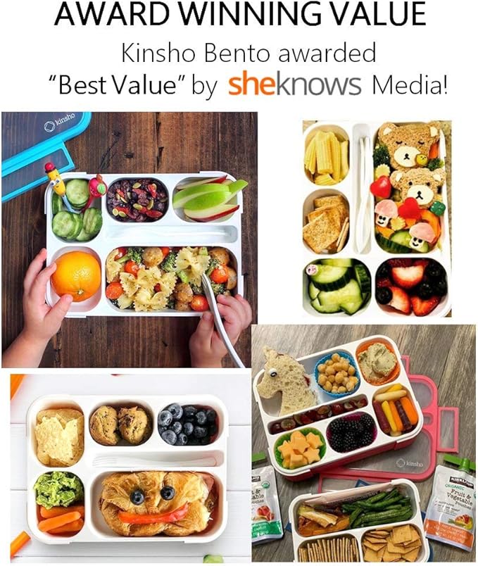 Bento Lunch Box and Snack Container Set for Kids Women | Small & Large Leakproof Boxes for Work School Daycare | Divided Portion Containers for Girls Teens Toddlers, Large and MINI, Pink 2 pack