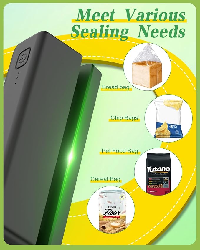 Mini Bag Sealer with 3000mAh Rechargeable Battery – Portable Heat Sealer for Snack, Chip & Food Storage Bags – Compact & Easy to Use for Home & Travel