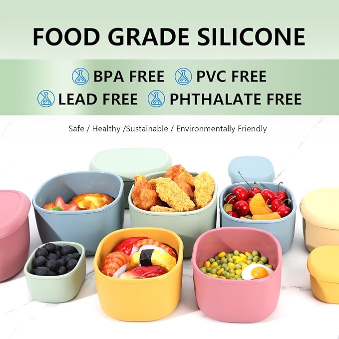4Pcs Silicone Food Storage Containers with Lids,BPA Free Reusable Silicone Storage Containers for Food Freezer Containers Freezer Dishwasher Safe (33.8oz, 20oz, 10oz, 6.7oz) (green)