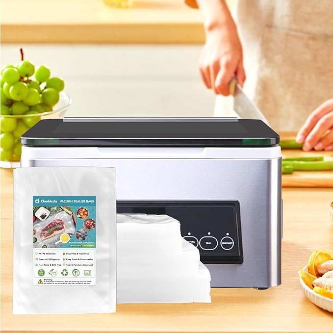 Chamber Vacuum Sealer Bags,10"x14" 200 Pcs Pre-cut Chamber Machine Pouches,Heavy Duty Chamber Vacuum Bags for Commercial Sealer,Food Storage,Meal Prep,Sous Vide,Meat Cheese Goods, BPA Free
