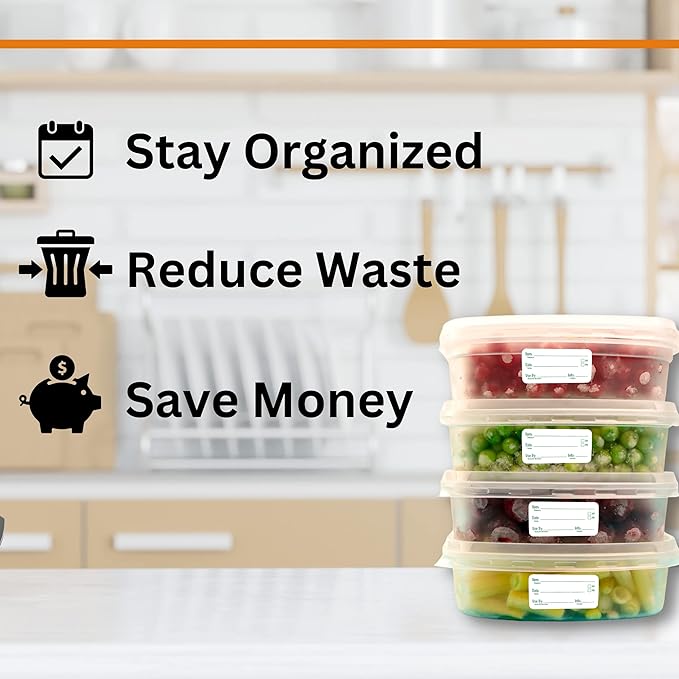 Labels for Food Containers 2x1, Food Labels Stickers, Kitchen Labels, Freezer Labels, Removable Labels for Food Containers, Food Storage Labels, Freezer Labels to Write on (1000)