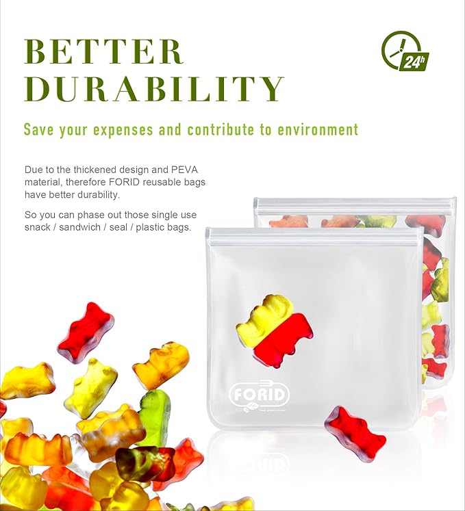 Reusable Gallon Freezer Bags - 6 Pack EXTRA THICK Gallon Reusable Bags Leakproof Food Storage Bags for Marinate Food & Fruit Cereal Sandwich Snack Meal Prep Travel Items Home Organization Storage