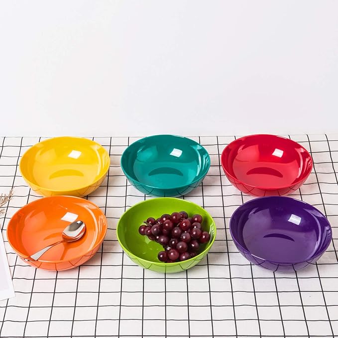 KOXIN-KARLU Melamine Bowls, 7.5-inch Pasta Bowls Salad Bowl, set of 6 in 6 Assorted Colors
