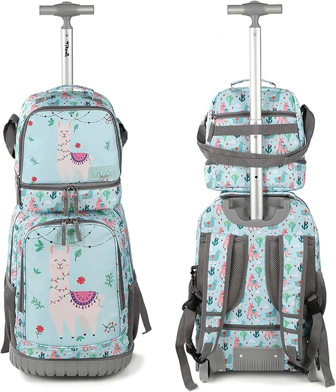 Tilami Lunch Bags Insulated Adjustable Strap Zipper, Two Compartments Cooler Bags, Bento Bags for Kids Toddlers, Blue Alpaca