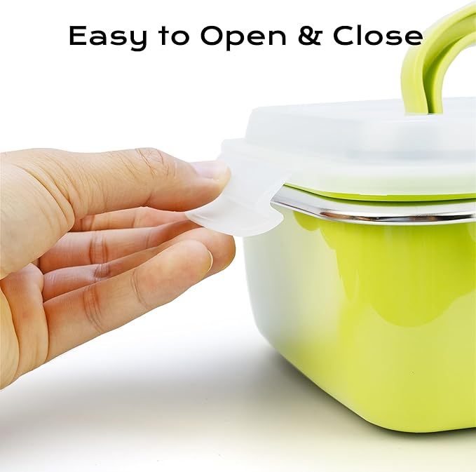 1600ml Stainless Steel Bento Box Lunch Container with 2 Compartments and Removable Plastic Shell, Portable Metal Food Container with Fork and Spoon Set, Leakproof Meal Prep Container for Adults